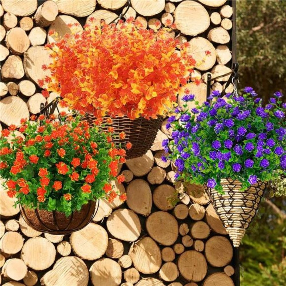 6 Bundles Artificial Fall Flowers No Fade Faux Autumn Plants Fake Indoor Outdoor - Picture 7 of 7